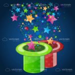 Green and Red Magician Top Hats with Colourful Stars